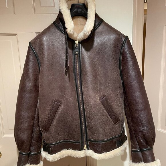 MENS SCHOTT CLASSIC B-3 SHEEPSKIN LEATHER BOMBER - Picture 4 of 16